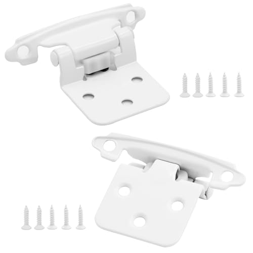 Donanim 12 White Overlay Cabinet Hinges 30 Pack 15 Pairs Self Closing Flush Face Mount Cabinet Hardware Hinges for Kitchen Cabinet Doors - Image 1