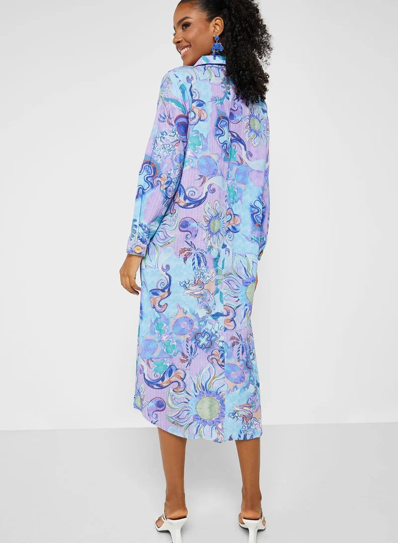 That’s My Gal Printed Button Down Shirt Dress