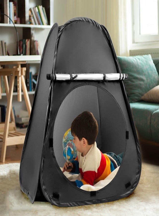 QWORK Sensory Tent - Calm Corner Play Space for SPD, Autism, Anxiety - Portable Indoor Sensory Room with Blackout Capability, Compatible with Special Lighting & Decor, Quick Setup - 30.7*34.6 inches - Image 4