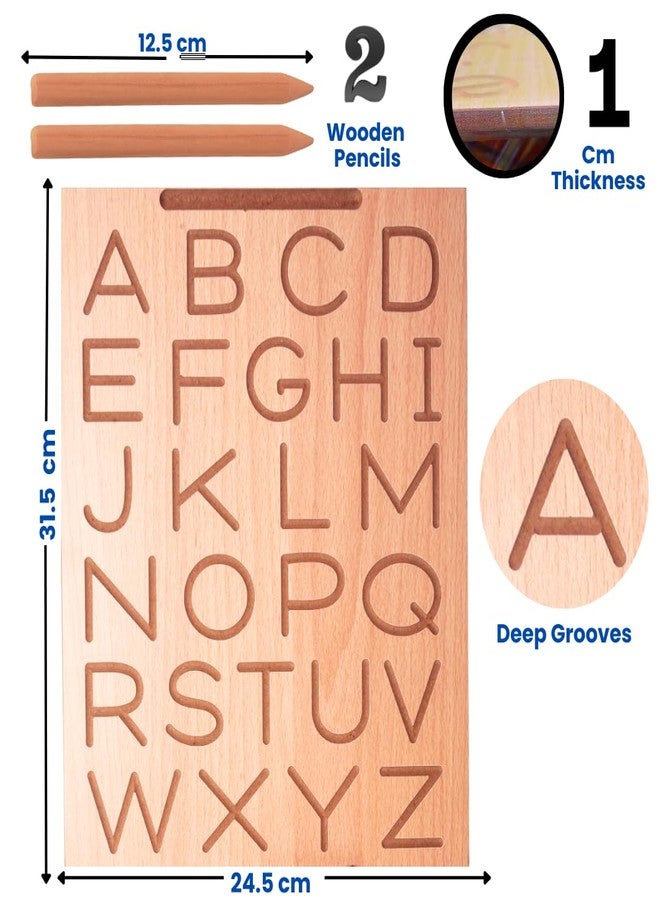 TOYJOS Wooden Alphabet & Number Tracing Boards with Tracing Pen | 2 Double-Sided Boards | Capital & Small Letters + Number Writing (1-20) & Roman Numerals | Montessori Learning Writing Slate (Age 2+) - Image 5