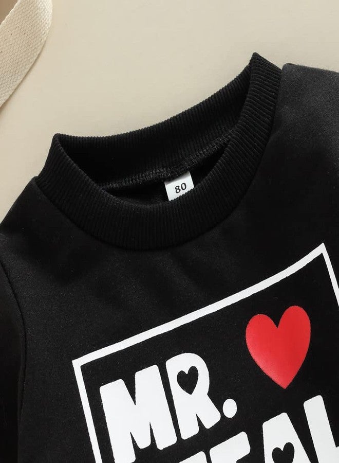 YINGISFITM Baby Girl Boy Valentines Day Outfit Toddler Crewneck Sweatshirt Long Sleeve Shirt Pullover Top Spring Clothes (Mr steal your heart black,4-5T) - Image 3