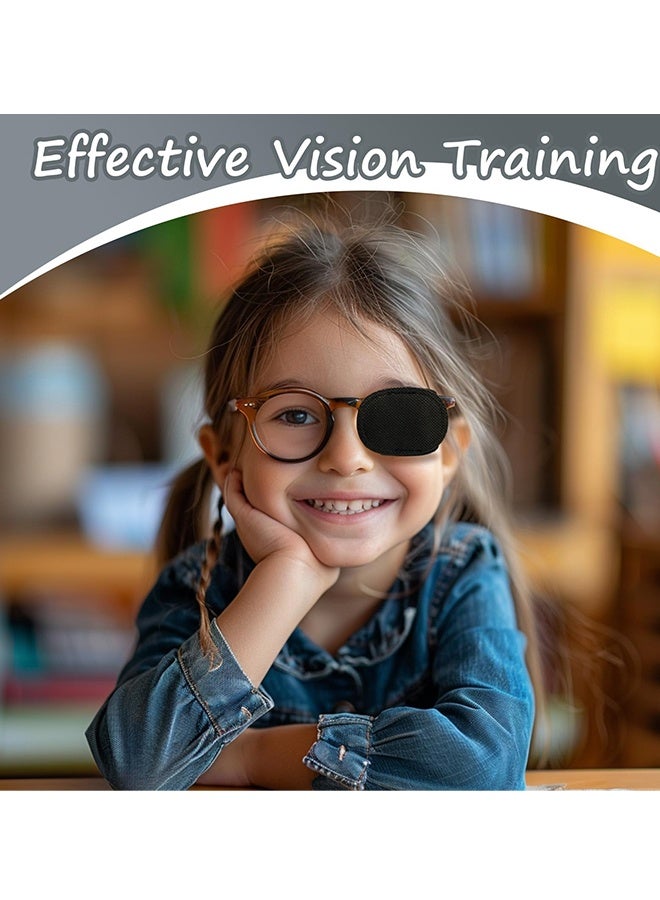 6 Pieces Eye Patches for Kids Girls Boys Medical Eye Patch for Glasses Lazy Eye Patch Full Coverage Treat Lazy Eye Amblyopia Strabismus  After Surgery for Left or Right Eyes,Black - Image 2