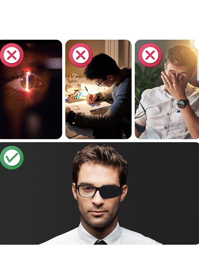 6 Pieces Eye Patches for Kids Girls Boys Medical Eye Patch for Glasses Lazy Eye Patch Full Coverage Treat Lazy Eye Amblyopia Strabismus  After Surgery for Left or Right Eyes,Black - Image 3