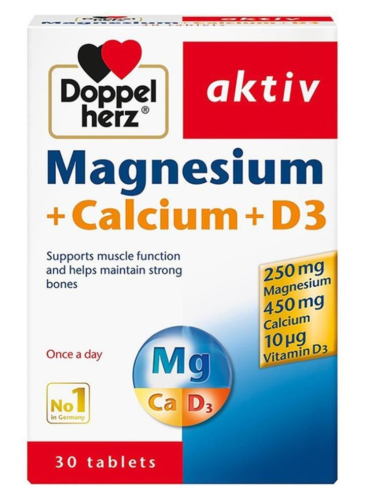 Doppelherz Magnesium + Calcium + Vitamin D3 Tablets, 30 Count