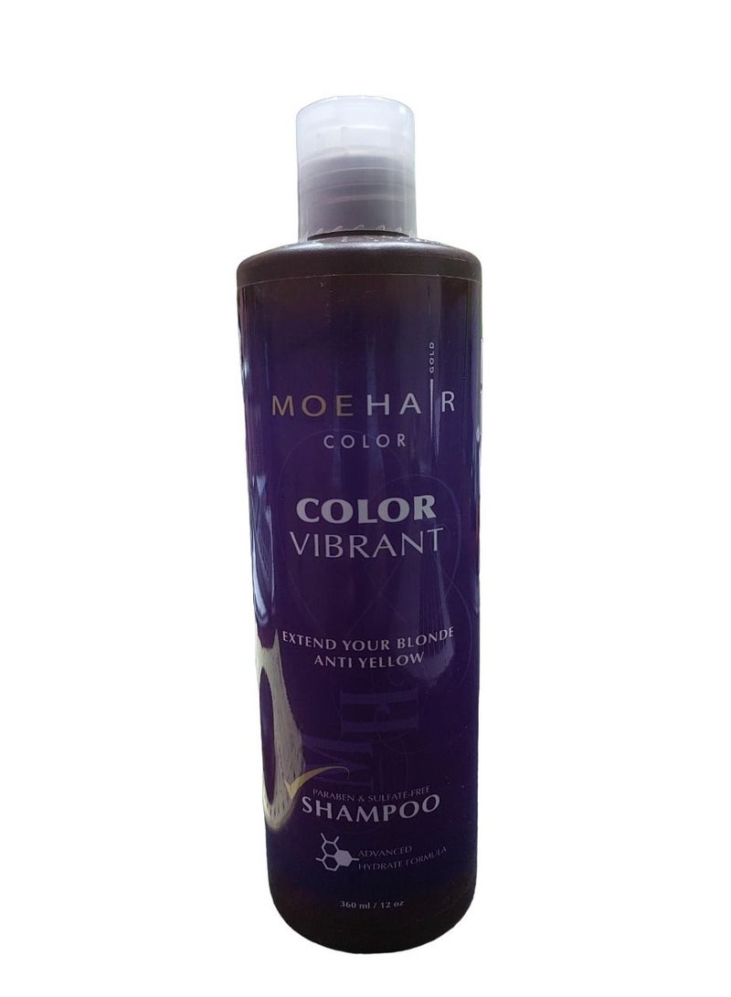 MoeHair Color Vibrant Shampoo Anti-Yellow Paraben and Sulfate-Free 360 ml  Made in USA - Image 1