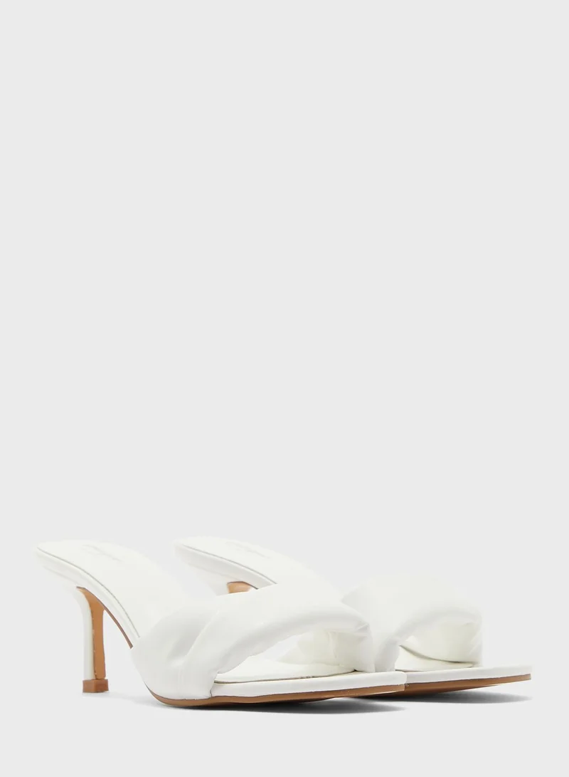 Ginger Twisted Front Square Toe Stiletto Mule Sandal
