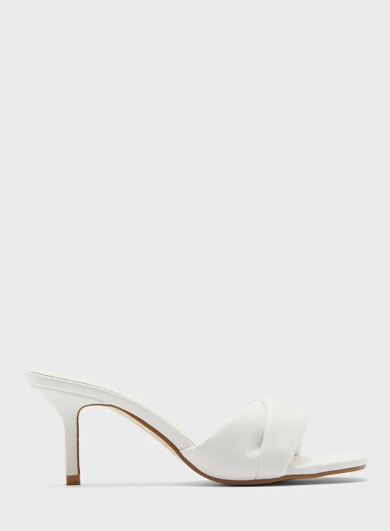 Ginger Twisted Front Square Toe Stiletto Mule Sandal