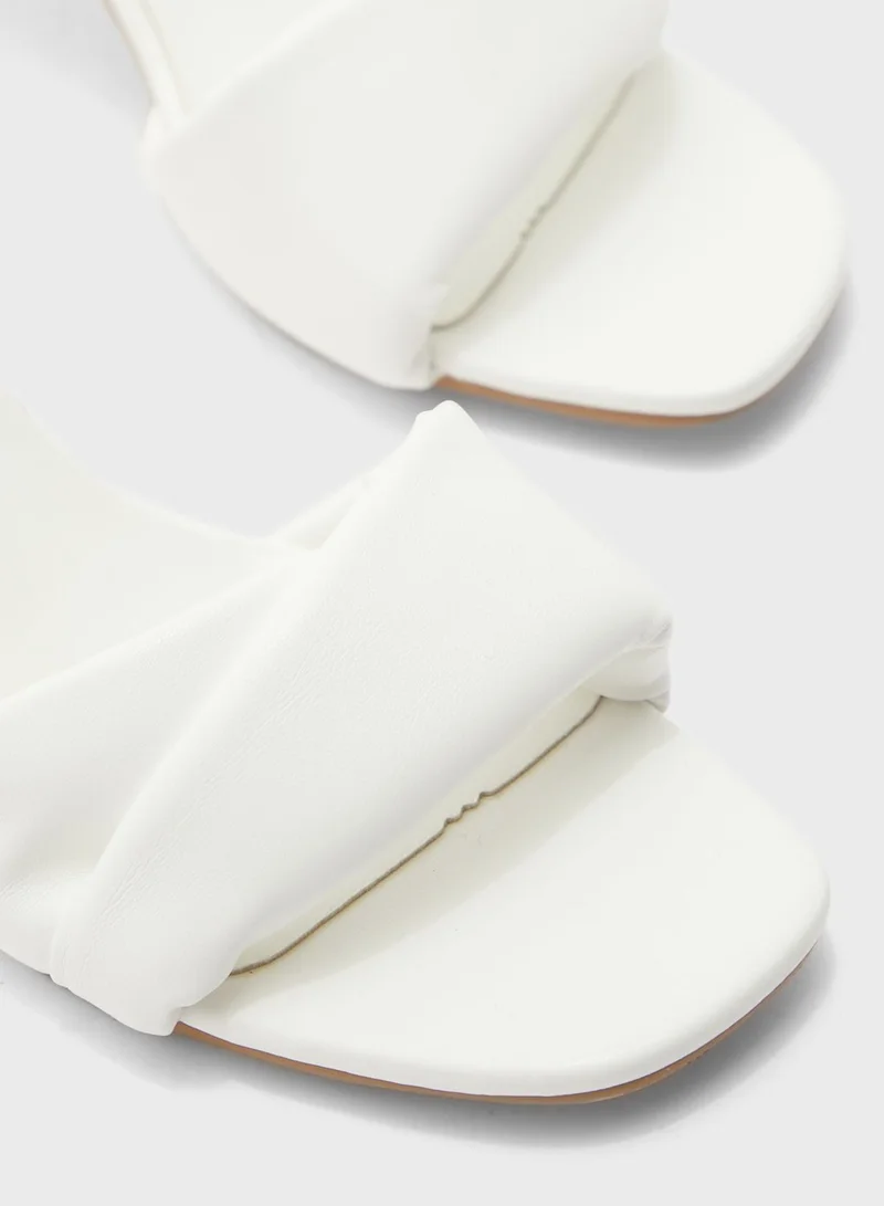 Ginger Twisted Front Square Toe Stiletto Mule Sandal