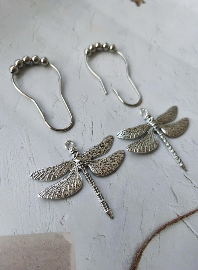 Aimoye Dragonfly Bathroom Shower Curtain Hooks - Rust Proof Shower Curain Rings,Decorative Bathroom Accessories Set, Natural Forest Garden Country Farm Theme Bathroom Decor, 12PCS - Image 4