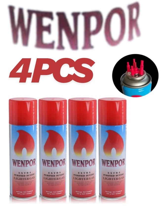 Wenpor 4 Piece Wenpor Purified Butane Lighter Gas Refill 250ml (4pcs)