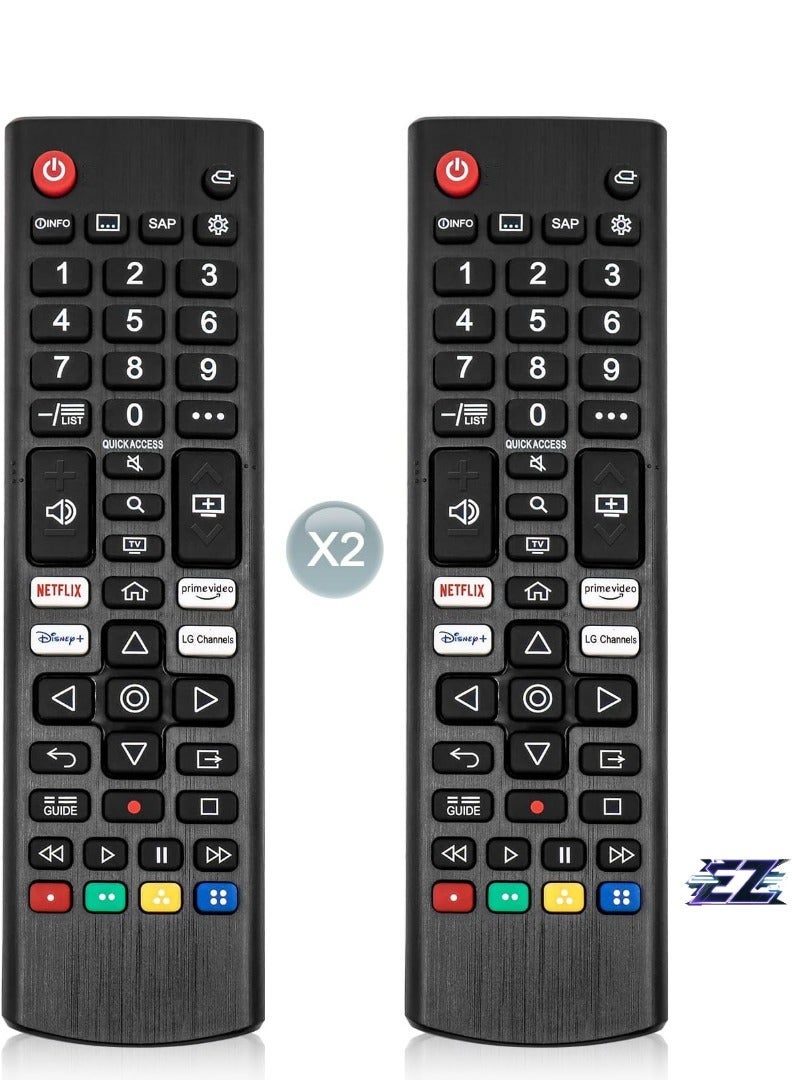 PopZa (Pack of 2) Universal Remote Control Replacement for LG TV, Compatible with LG UHD, HDTV, HDR, LCD, LED, OLED, WebOS, NanoCell, QNED, 4K, 8K Smart TVs – With Prime Video, Disney, Netflix, and LG Channels Buttons - Image 2