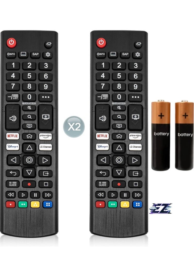 PopZa (Pack of 2) Universal Remote Control Replacement for LG TV, Compatible with LG UHD, HDTV, HDR, LCD, LED, OLED, WebOS, NanoCell, QNED, 4K, 8K Smart TVs – With Prime Video, Disney, Netflix, and LG Channels Buttons - Image 1
