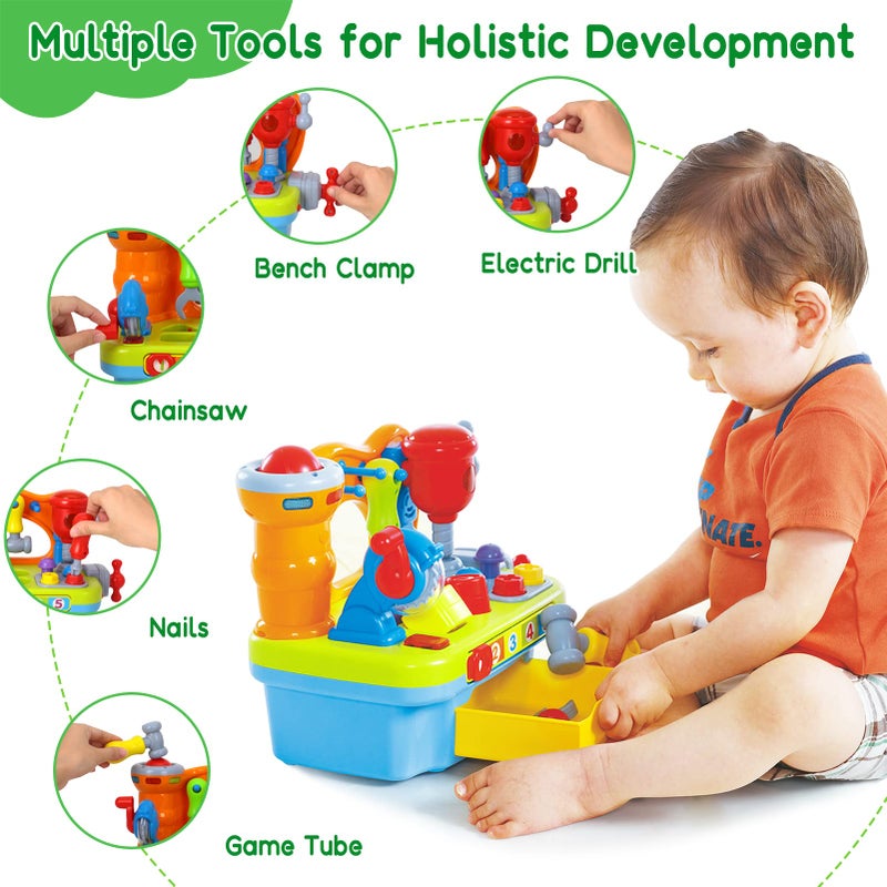 SYAOMUNLY Baby Toys for 1 Year Old Boy Girl Musical Learning Workbench for 1 2 Year Old Boy Birthday Gift Early Educational Sound Shape Toddler Toys Age 1-2 Tool Set for Kids 12-18 Months - Image 5