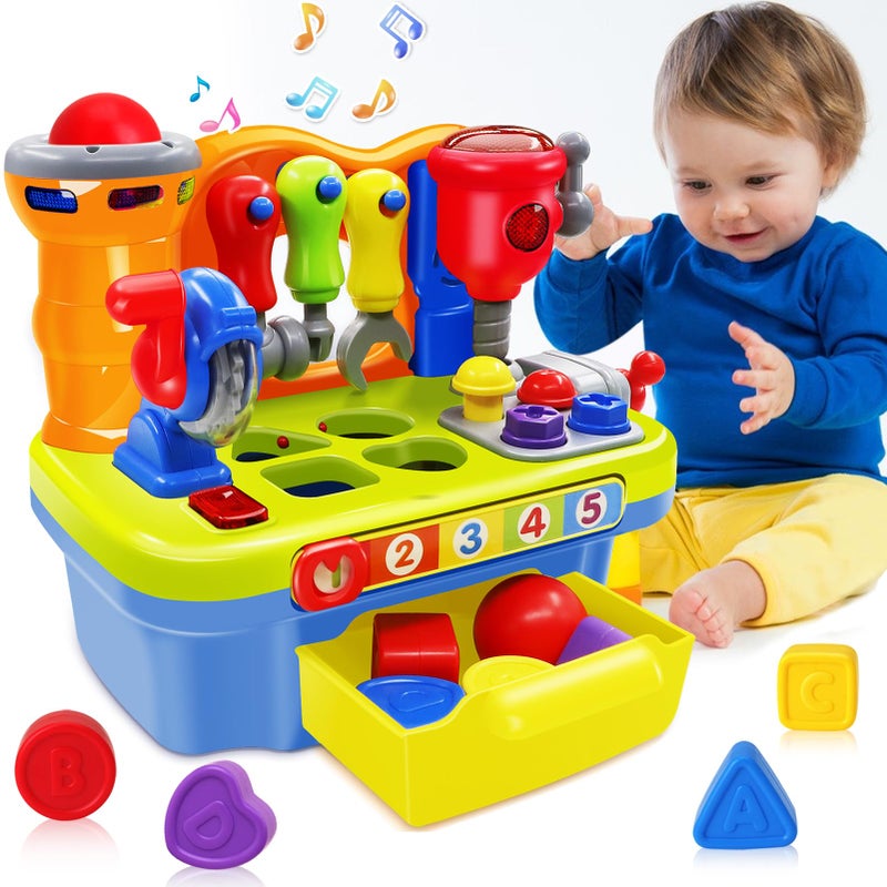 SYAOMUNLY Baby Toys for 1 Year Old Boy Girl Musical Learning Workbench for 1 2 Year Old Boy Birthday Gift Early Educational Sound Shape Toddler Toys Age 1-2 Tool Set for Kids 12-18 Months - Image 1