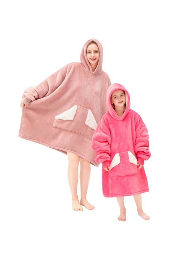 Touchat Wearable Blanket Hoodie, Oversized Sherpa Blanket Sweatshirt with Hood Pocket and Sleeves, Super Soft Warm Plush Hooded Blanket for Adult Women Men, One Size Fits All (Pink) - Image 5