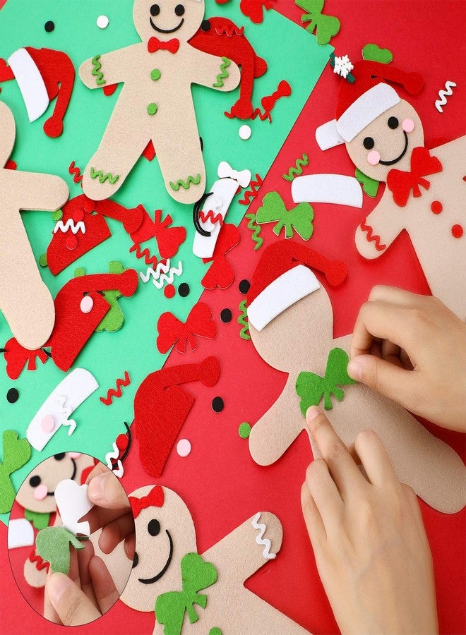 Skylety 260 Pieces DIY Felt Gingerbread Man Ornaments Christmas Felt Gingerbread Man Shapes Combination for Christmas Party Decorations - Image 5