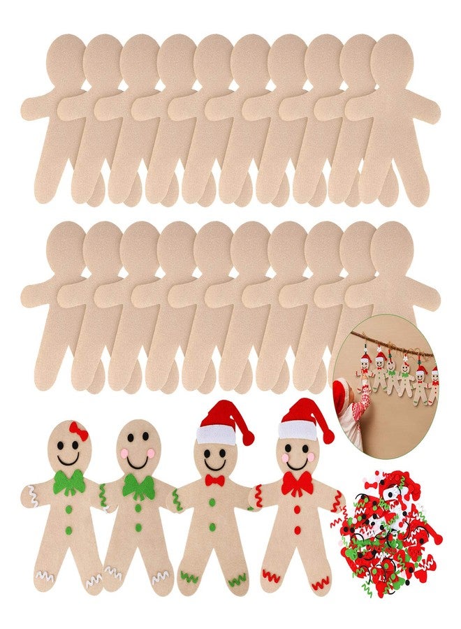 Skylety 260 Pieces DIY Felt Gingerbread Man Ornaments Christmas Felt Gingerbread Man Shapes Combination for Christmas Party Decorations - Image 1