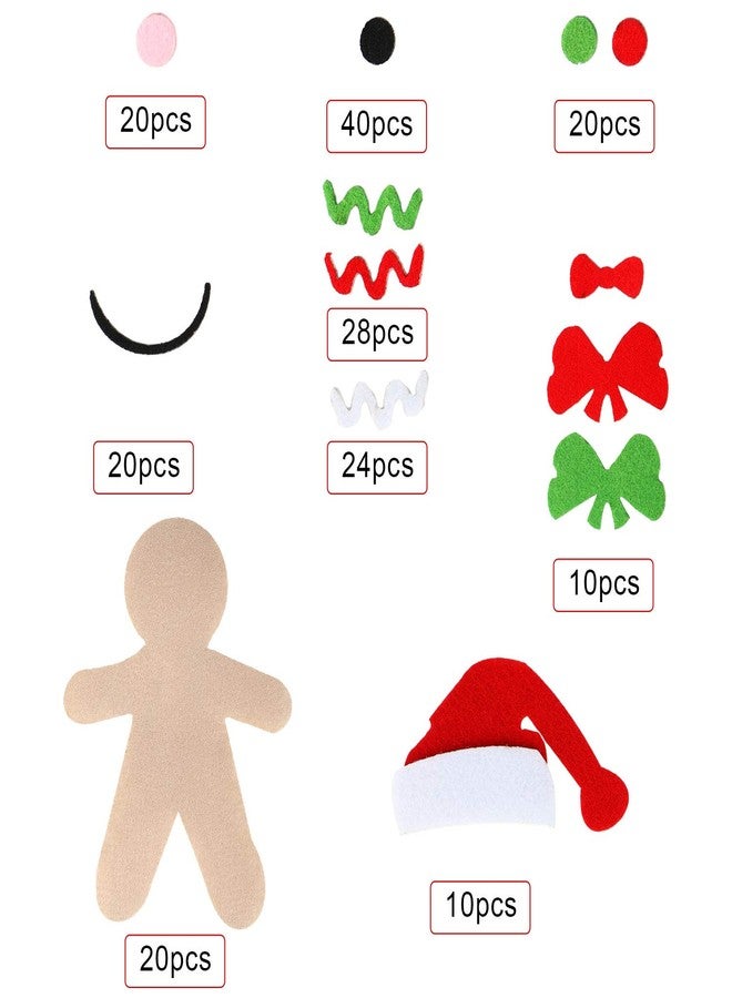 Skylety 260 Pieces DIY Felt Gingerbread Man Ornaments Christmas Felt Gingerbread Man Shapes Combination for Christmas Party Decorations - Image 3