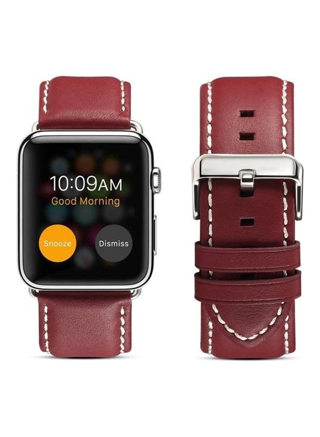 NIBEMINENT Ethnic Replacement Watchband For Apple Watch Series 1/2/3/4/5/6/7/SE 38/40/41mm Red/Brown  - Image 1