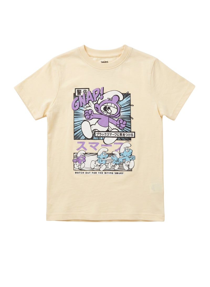 Trucare The Smurfs Gnap! Graphic T-Shirt for Kids | Comic Character Print Casual Crew Neck Tee - Image 5