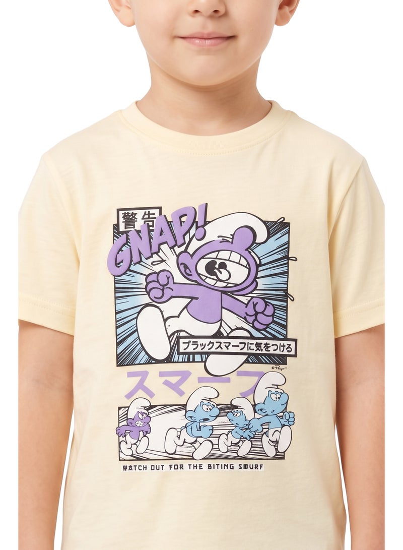 Trucare The Smurfs Gnap! Graphic T-Shirt for Kids | Comic Character Print Casual Crew Neck Tee - Image 4