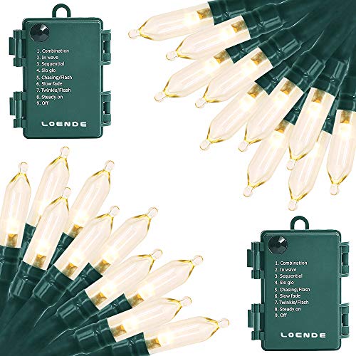 LOENDE Christmas Lights, Battery Operated String Lights 18ft 50 LED 8 Modes with Timer for Christmas Tree Wreath Party Home Indoor Outdoor Decor, Waterproof, Warm White, 2 Pack - Image 1