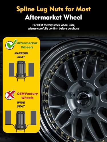MIKKUPPA M12x1.5 Lug Nuts - Replacement for 1994-2013 Chevy Impala, 1998-2022 Honda Accord/CRV/Civic, 2003-2008 Honda Pilot Aftermarket Wheel - 20pcs Closed End Spline Lug Nuts - Image 3