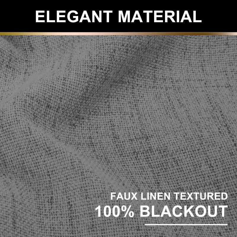 100% Blackout Shield Linen Blackout Curtains 72 Inches Long 2 Panels Set  Clip Rings/Rod Pocket Blackout Curtains  Black Out Curtains & Drapes for Bedroom  50 inches Wide Each Panel  Dark Gray - Image 4