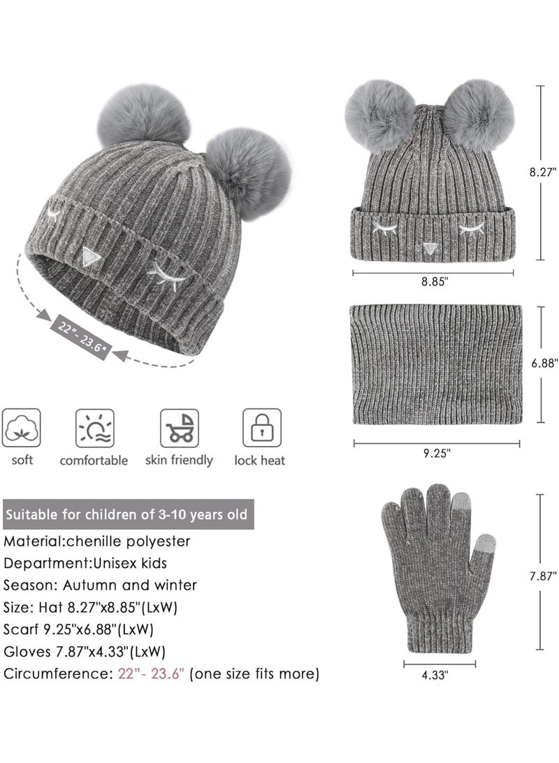Zikra Warm Knit Beanie Hat, Neck Scarf, and Touchscreen Gloves Set for Toddler Boys and Girls (3-10 Years) - Perfect Winter Gift - Image 5