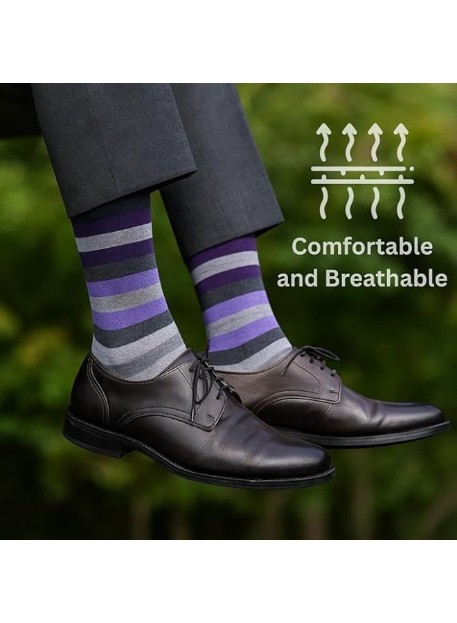 Alpine Swiss Mens Dress Socks 6 Pair Crew Sock Cotton Dress Socks for Men Solid Ribbed Argyle Pattern Multicolor Fun Designs - Image 5