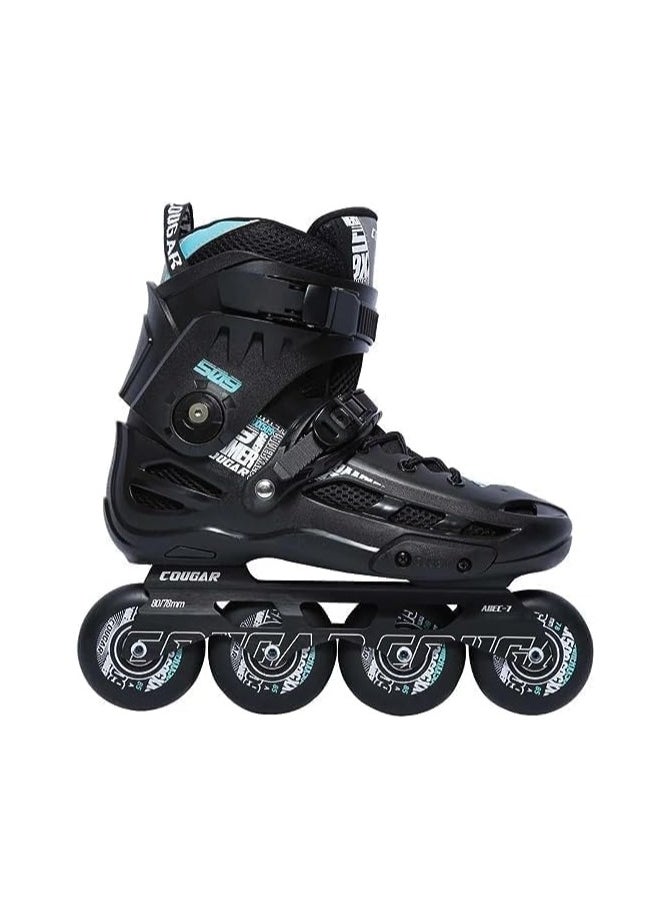 Cougar - COUGAR Roller Skate Shoe Cougar Model 509 For Adult Adjustable Roller Skates with 4 Illuminating Pu Wheels, Outdoors and Indoors Roller Blades for Boys Girls Beginners Color : Black Size : 40 - Image 1