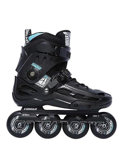 COUGAR Roller Skate Shoe Cougar Model 509 For Adult Adjustable Roller Skates with 4 Illuminating Pu Wheels, Outdoors and Indoors Roller Blades for Boys Girls Beginners Color : Black Size : 40