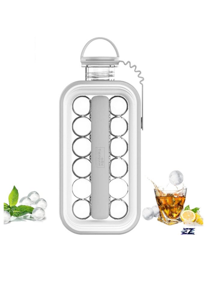 ELTRAZONE Portable 2-in-1 Ice Ball Maker & Ice Cube Tray with Lid – BPA-Free Ice Sphere Mold for Freezer, Makes 17 Round Ice Cubes (Gray)  - Image 1
