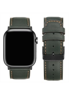 Tasikar Bands Compatible with Apple Watch Band 41mm 40mm 38mm Men Genuine Leather Replacement Band Compatible with Apple Watch Series 8 7 (41mm) SE 6 5 4 (40mm) 3 2 1 (38mm) - Green  - Image 4