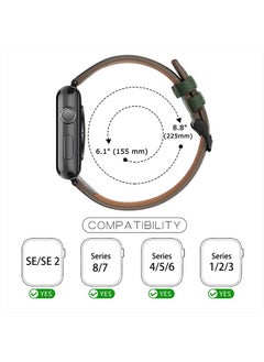 Tasikar Bands Compatible with Apple Watch Band 41mm 40mm 38mm Men Genuine Leather Replacement Band Compatible with Apple Watch Series 8 7 (41mm) SE 6 5 4 (40mm) 3 2 1 (38mm) - Green  - Image 5