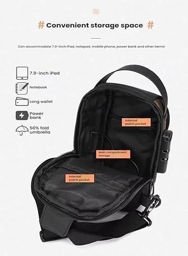 VYNEX Trendy Fashion Sling Bag with USB Charging Port | Waterproof Crossbody Shoulder Backpack for Men Women | Travel College Casual Lightweight Bag - Image 4