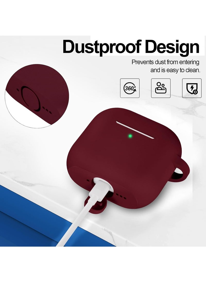Generic - 2 Pack Silicone Case Compatible with AirPods 4, Protective Silicone Skin Accessories with Keychain for Apple AirPods 4th Generation Case, Front LED Visible (Black,Maroon) - Image 1