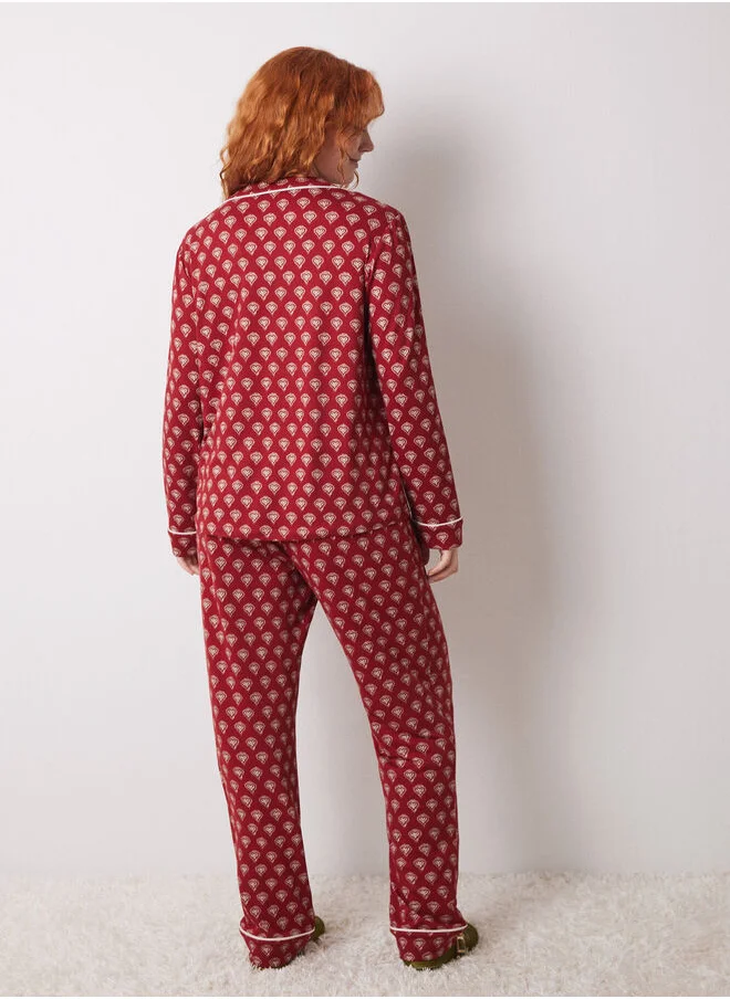 women'secret Red Long Shirt Pajamas With Hearts