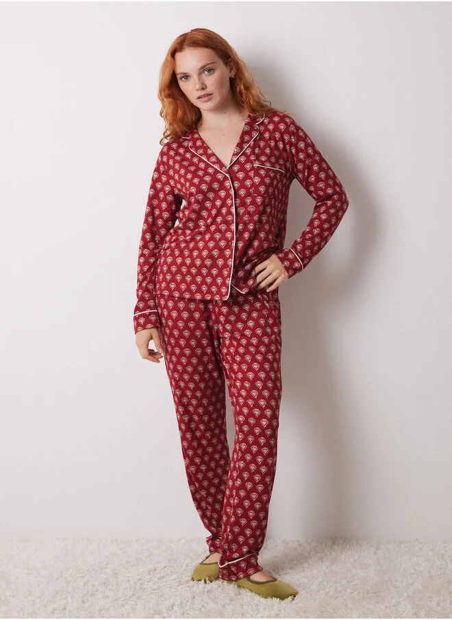 women'secret Red Long Shirt Pajamas With Hearts