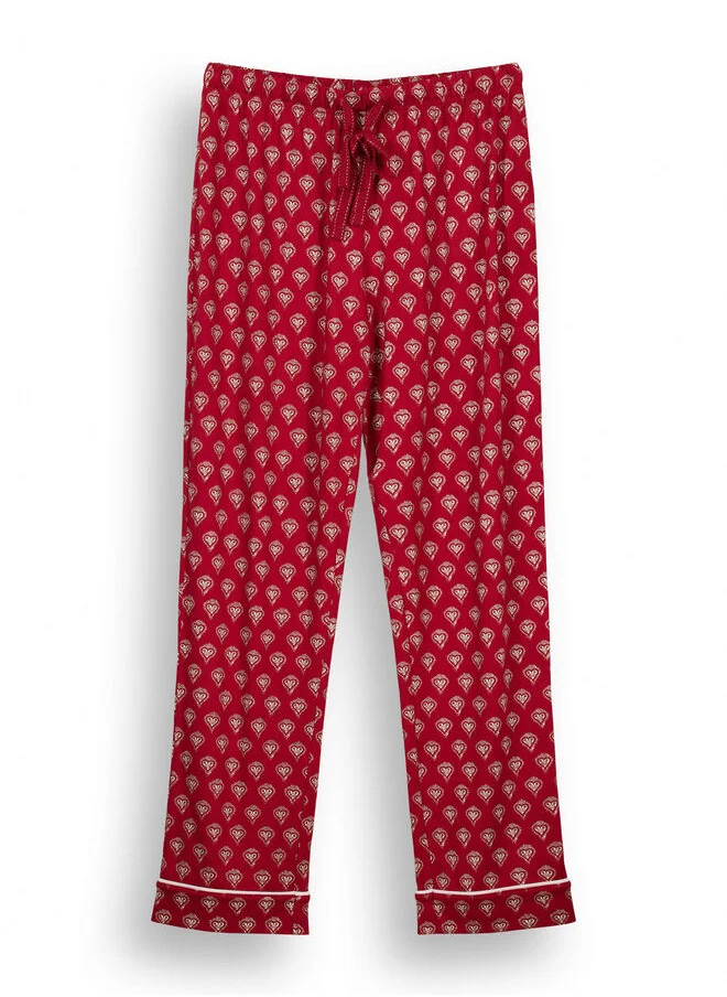 women'secret Red Long Shirt Pajamas With Hearts
