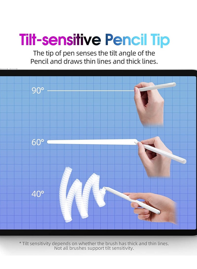 قلم ستايلس لجهاز iPad Pencil من الجيل الثاني [شحن لاسلكي/رفض راحة اليد/حساس للإمالة لجهاز Apple iPad Pro 1/2/3/4/5th 11/12.9inch، iPad Air 4/5th، iPad Mini 6th قلم نشط - Image 3