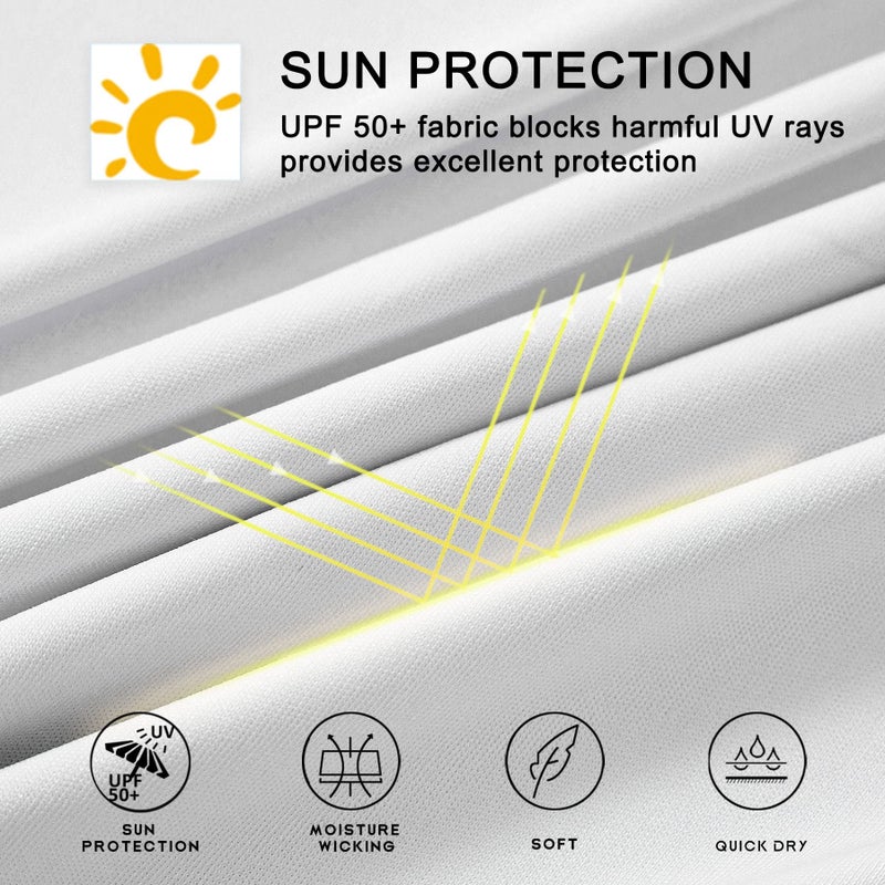 Willit Men's Sun Shirts UPF 50+ Rash Guard Long Sleeve Sun Protection Hoodie SPF UV Fishing Lightweight Athletic Running White L - Image 5