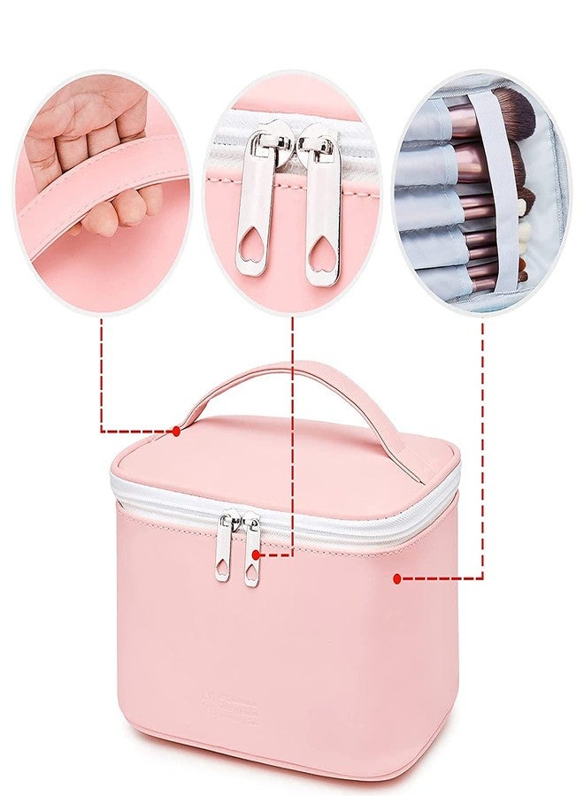 PRISMAXIC Latest Stylish PU Leather Cosmetic Organizer Bag Makeup Storage Pouch for Women and Girls for Travel Makeup Bag Storage Boxes Jewellery Organizer Toiletry Box with Compact (Baby Pink) - Image 4