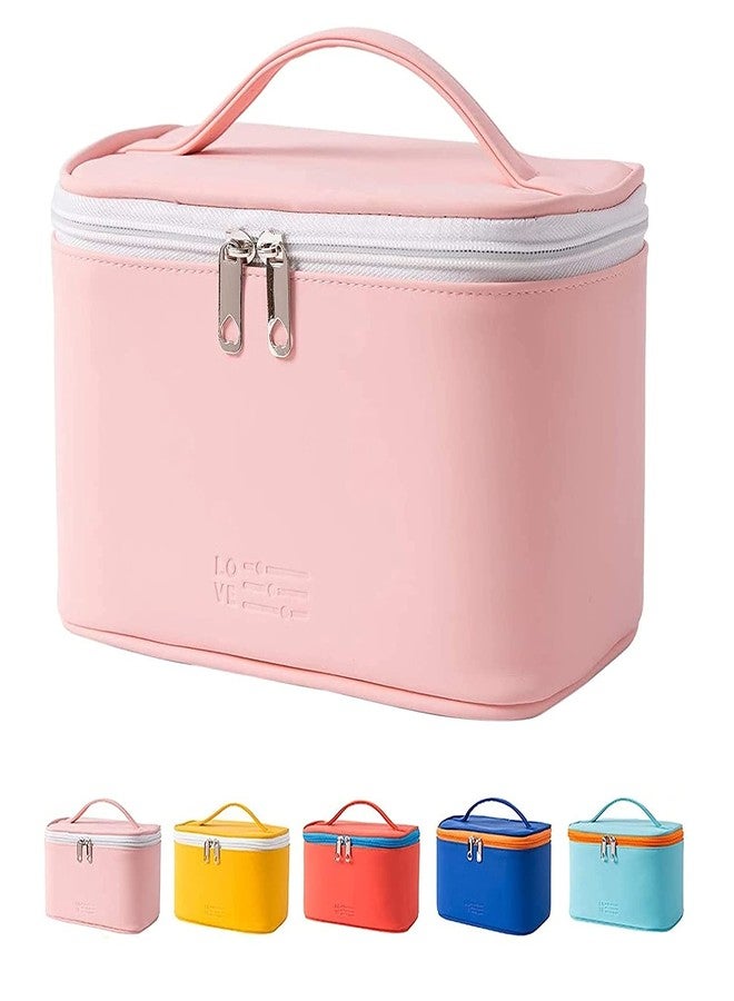 PRISMAXIC Latest Stylish PU Leather Cosmetic Organizer Bag Makeup Storage Pouch for Women and Girls for Travel Makeup Bag Storage Boxes Jewellery Organizer Toiletry Box with Compact (Baby Pink) - Image 1