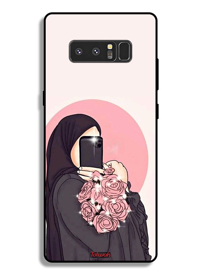 Tolwak Samsung Galaxy Note 8 Protective Case Cover Making Selfies While Holding Flowers Art - Image 1