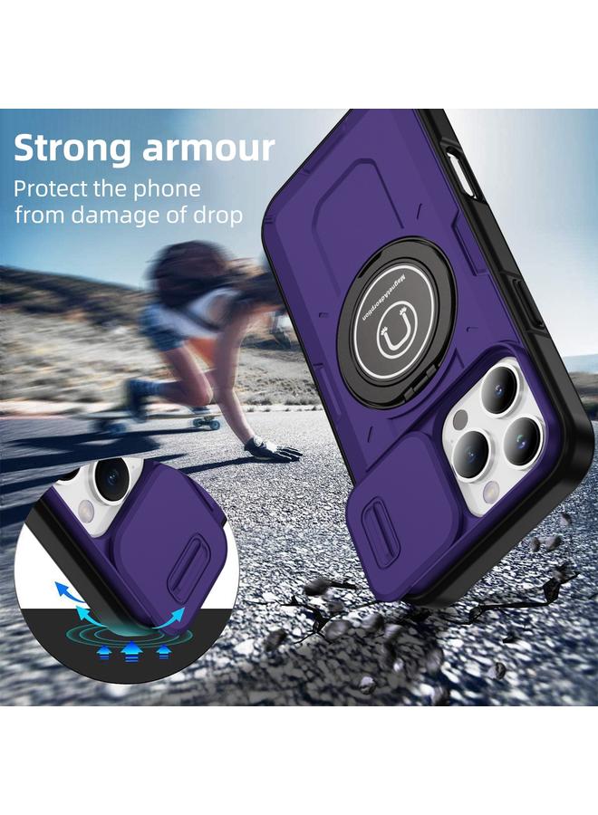 اس-توب جراب لهاتف iPhone 16 Pro Max مزود بحامل مغناطيسي من مادة TPU الهجينة مع حامل كاميرا منزلق لهاتف iPhone 16 Pro Max - Image 2