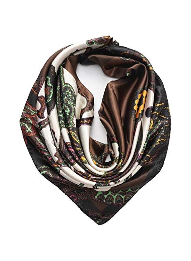 Arabest Silk Like Head Scarf Top For Women's Fashion Pattern Large Square Satin Headscarf Wraps - Image 1