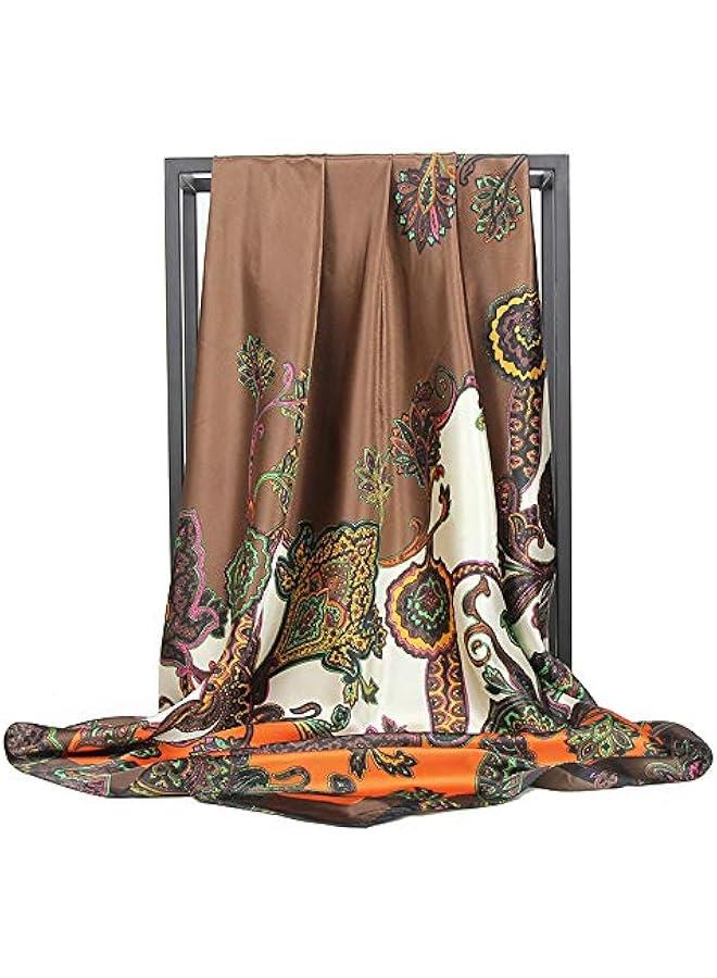 Arabest Silk Like Head Scarf Top For Women's Fashion Pattern Large Square Satin Headscarf Wraps - Image 2