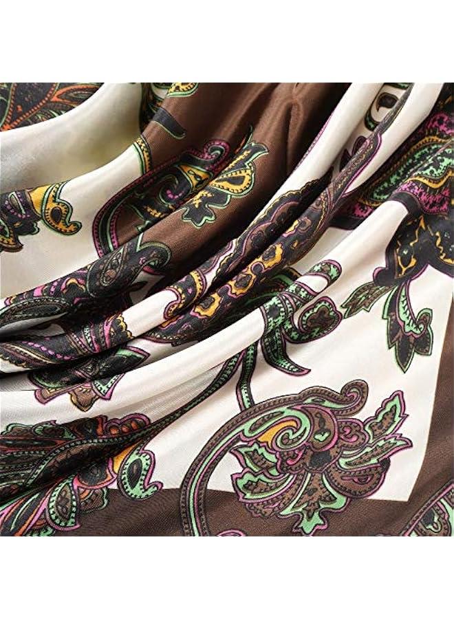Arabest Silk Like Head Scarf Top For Women's Fashion Pattern Large Square Satin Headscarf Wraps - Image 3