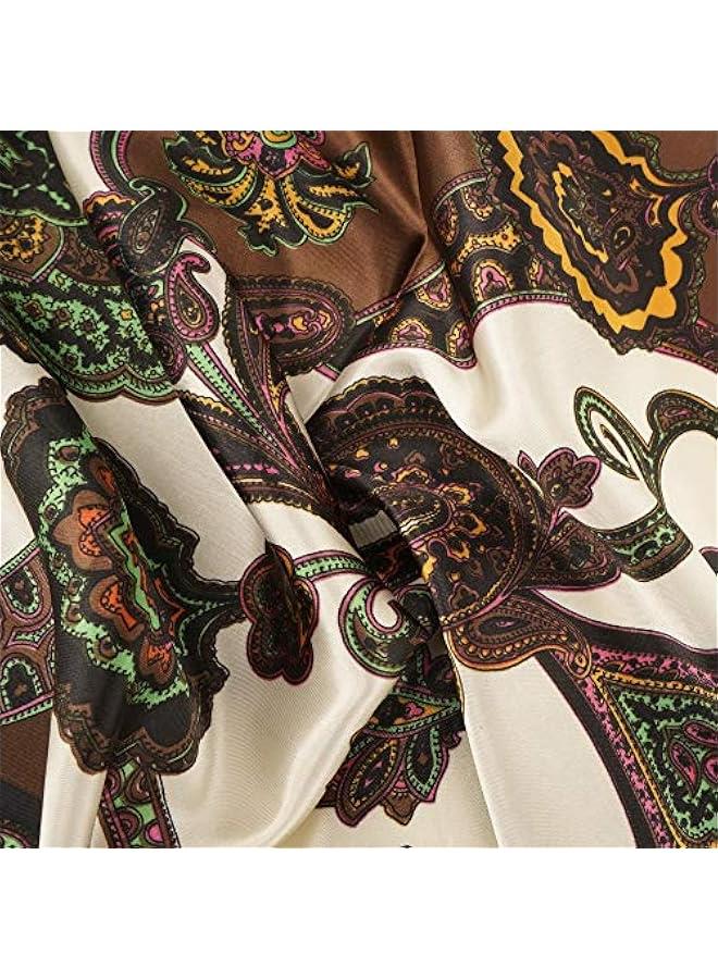 Arabest Silk Like Head Scarf Top For Women's Fashion Pattern Large Square Satin Headscarf Wraps - Image 5